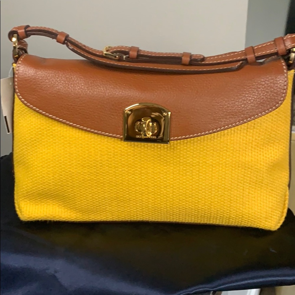 Sergio Rossi Yellow Woven Purse w.Leather trim #hostpick